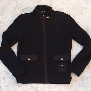 Ralph Lauren black zip pockets Preppy Classic fall Casual Coat. Size M.